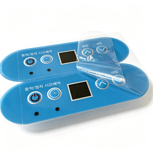 Clavier à membrane personnalisé OEM bleu pour panneau de commande de couverture chauffante, avec autocollant, minuterie, affichage de l'alimentation, fenêtre, en PVC/PET, adhésif, étanche - Product Image 1