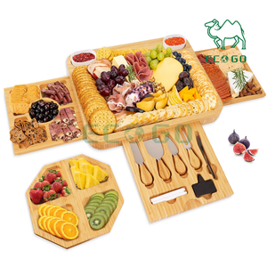 Tabla de charcutería personalizada, tablas de queso, juego de cuchillos con mango de madera de bambú, tabla de queso de Bambú - Product Image 5