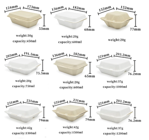 Phân hủy sinh học thực phẩm <span class=keywords><strong>container</strong></span> dùng một lần ăn trưa Bento hộp Takeaway mía bã mía takeout Burger hộp vỏ sò bao bì - Product Image 3