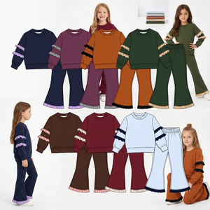Nueva Llegada de Ropa para Niños, Conjuntos de Color Sólido, Ropa de Algodón con Volantes, Conjuntos Combinados para Niños - Product Image 1
