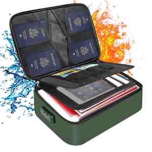 Organizador de Almacenamiento Seguro con Múltiples Bolsillos, Resistente al Fuego y al Agua, con Cerradura para Documentos - Product Image 1