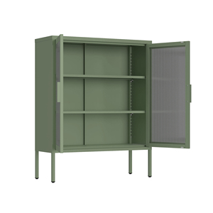 Buffet <span class=keywords><strong>de</strong></span> salon en métal, armoire <span class=keywords><strong>de</strong></span> rangement avec porte vitrée, acier, cuisine avec portes d'armoire modernes - Product Image 2