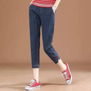 Summer <span class=keywords><strong>Seven</strong></span> Point Elastic <span class=keywords><strong>Jeans</strong></span> pour femmes Elastic High Waist Casual Fashion cropped pants <span class=keywords><strong>Jeans</strong></span> - Product Image 2