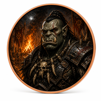 Pièce de monnaie de guerrier orque Warlord's Mark - Pièce de monnaie en cuivre de collection de 40 mm - Pièce de monnaie d'art tribal sauvage pour cadeau et décoration