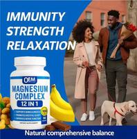 Capsules de complexe de magnésium 90 unités Glycinate Citrate Malate Oxyde 12 en 1 Soutien pour un sommeil réparateur Marque privée OEM