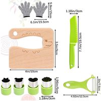 40 pièces : Gants, Manchons de protection, Tablier, Éplucheur en Y, Planche à découper, Couteau de cuisine en plastique ondulé pour enfants, Ensemble de couteaux de cuisine pour fruits sécurisé pour tout-petits et enfants