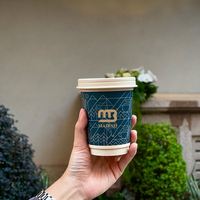Gobelet à café personnalisé en fibre moulée de bagasse de canne à sucre, écologique, compostable, biodégradable et recyclable, avec couvercle à languette en papier