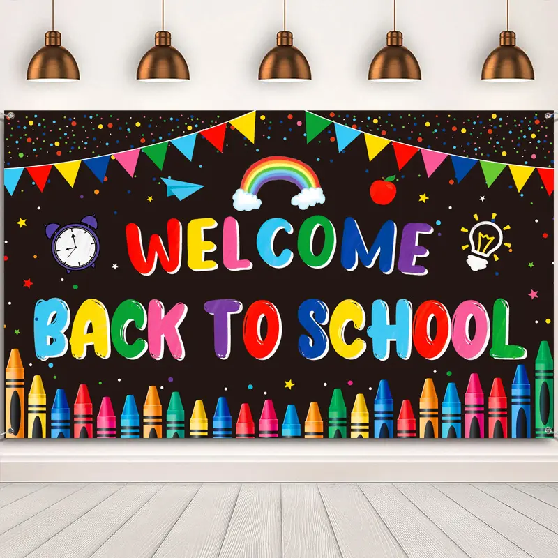 Benvenuto ritorno a scuola Banner distici decorazione per feste sfondo per l'inizio della stagione scolastica
