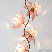 Lampadaire LED moderne en fer forgé en forme de lotus avec abat-jour en verre en forme de fleur, lumière blanc chaud à intensité variable pour salon et chambre à coucher