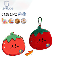 Uyeah OEM/ODM Mini sac à main porte-clés en peluche personnalisé, design mignon de tomate de dessin animé, jouet en peluche de fruit de dessin animé rembourré, porte-monnaie