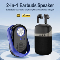 Speaker dengan Earphone TWS, Earphone Olahraga Tahan Lama, Earphone Bluetooth In-Ear, Speaker Bluetooth Stereo 2-in-1