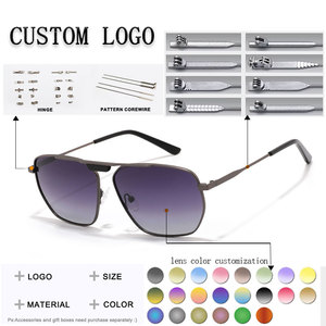 Gafas de Sol de Piloto, Montura Completa Rectangular Dorada, Lentes Marrones, Protección UV400, Unisex, para Adultos, para Exteriores - Product Image 2