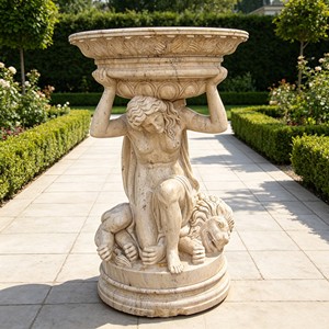 Urna Romana Clásica de Piedra Sólida con Ángeles Gemelos, Pedestal Cuadrado Tallado, Urna Decorativa para Jardín, Villa u Hotel con Diseño de Rosas - Product Image 5