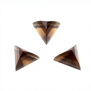 Nouveau Cabochon en Quartz Fumé Brun Naturel Facetté Coupe Pyramide Triangulaire à Dos Plat Poli Miroir 12x12mm Pierre Précieuse Libre pour Bijoux - Product Image 1