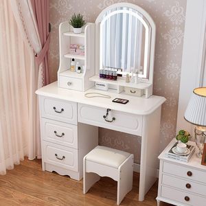 モダンなベッドルーム家具ベッドセットミラーライト付きバニティドレッサーデスクミラードレッシングテーブルデザインアパート用 - Product Image 1