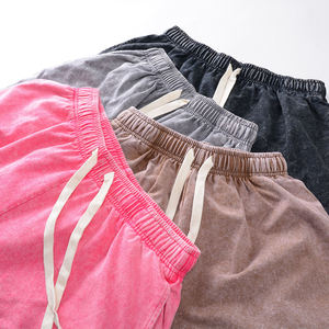 Short de sport pour homme 300 g/m² avec cordon de serrage délavé à l'acide uni vintage en coton éponge français - Product Image 2