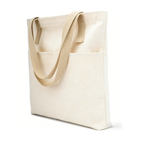 Sac fourre-tout en toile naturelle minimaliste personnalisable - Sac de courses réutilisable écologique avec poche avant pour le bricolage