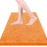 Bathroom Rugs Super Absorbent Thick Machine Washable Non-Slip Solid Pattern Orange Bath Mat