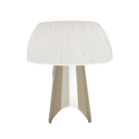 Ensemble de table à manger moderne de luxe KirKasa pour 6 à 8 personnes, table en pierre frittée ZhaoQing Chine, impression romaine, base en métal doré champagne
