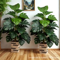 Plante artificielle Monstera en soie verte, fausse fleur, ornement décoratif style INS, petite plante en pot, art nordique pour salon