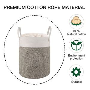 Cotton Rope <b>Laundry</b> Hamper, Woven <b>Laundry</b> Storage <b>Basket</b>, Blanket <b>Basket</b> for Living Room - Product Image 4