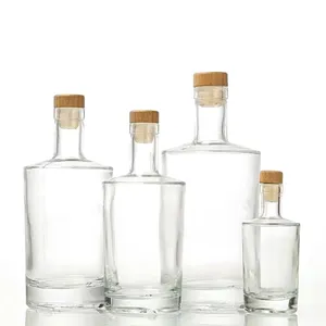 Empty 750ml Glass Bottle for Vodka Gin Rum Alcohol Whiskey with Cork 750ml Liquor Bottle