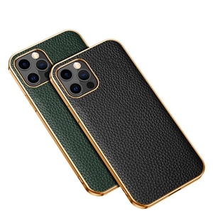 Joyroom — coque en cuir véritable chromé pour <span class=keywords><strong>iPhone</strong></span>, étui de téléphone en peau de litchi, <span class=keywords><strong>13</strong></span>, <span class=keywords><strong>13</strong></span> Pro - Product Image 1