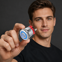 Interrupteur à bouton-poussoir métallique étanche IP65 Yijia GQ16 avec éclairage annulaire LED, auto-bloquant et auto-réinitialisant, 10A 440V