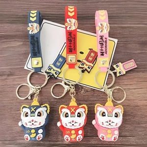 Porte-clés en silicone personnalisé en forme de chat porte-bonheur, fabriqué en Chine, pendentif de sac en PVC 3D - Product Image 4