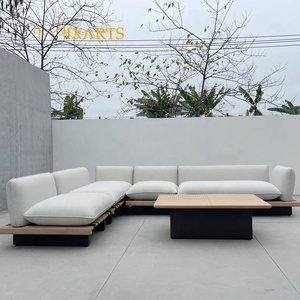 Nouvel Arrivage : Ensemble <span class=keywords><strong>de</strong></span> Canapés d'Extérieur en <span class=keywords><strong>Bois</strong></span> <span class=keywords><strong>de</strong></span> Teck avec Structure en Aluminium, Tissu Imperméable, Design Modulaire et Chaise Longue à Dossier Réglable - Product Image 1