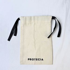 Reusable Eco-Friendly Organic Cotton Canvas <b>Drawstring</b> Bag Dust <b>Pouch</b> with Custom Screen Printed Logo for Gift Packaging - Product Image 6