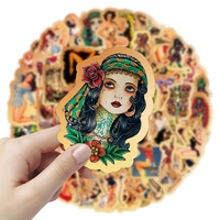 100 autocollants rétro style sexy femme en vinyle imperméable pour ordinateur portable, bagages, valise, bouteille d'eau, décoration