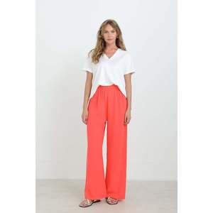 Puane Women's High Waist Wide Leg <b>Light</b> Red Pants - Comfortable Fashion <b>Trousers</b> with Modern Silhouette and Relaxed Fit - Product Image 1