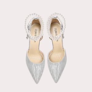 Свадебные туфли на заказ с цветным материалом и размером на весну - Product Image 2