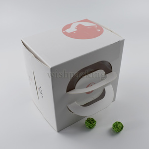 Cumpleanos Caja de papel portátil de lujo Caja de regalo de la torta con ventana de PVC transparente impreso Logo para llevar - Product Image 2