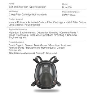 หน้ากากช่วยหายใจที่ได้รับการรับรองมาตรฐาน <span class=keywords><strong>EN136</strong></span> - หน้ากากแบบเต็มหน้าพร้อมระบบกรองอากาศในตัว - ป้องกันฝุ่นและแก๊สพิษ - Product Image 3