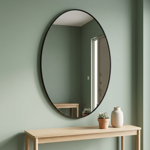 Modern Aluminum Black Oval 4.0mm Thick Framed Bathroom Vanity <b>Mirror</b> 24x32 <b>Hanging</b> Horizontal/Vertical Bedroom Living Room - Product Image 4