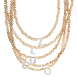 High Quality Gold Plated Stainless Steel Waterproof DIY 26 Initial Letter Pendant Pearl <b>Chain</b> Choker Necklace - Product Image 1