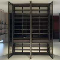 Moderne Minimaliste Luxe Modulaire Personnalisé Métal Aluminium Porte Verre Murale Acrylique Casier à Vin pour Bar Maison Cave Villa