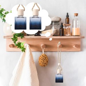<b>10ml</b> High Quality Square Hot Stamped Gradient Color Car Perfume Glass <b>Bottle</b> Hanging Diffuser Screw Cap Wooden Lip - Product Image 3