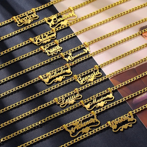 Collar Personalizado Chapado en Oro <span class=keywords><strong>de</strong></span> 18K, Acero Inoxidable 316L, Resistente al Agua, Hipoalergénico, Cadena con Letras, Joyería para Mujer, Regalo - Product Image 3