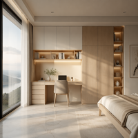 Ensemble armoire et coiffeuse minimaliste sur mesure, du sol au plafond, unité murale de rangement multifonctionnelle pour fenêtre