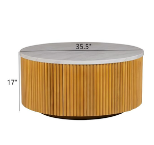 Modern <b>White</b> Marble <b>Round</b> Coffee <b>Table</b> with Storage Living Room Furniture Decorative & Eco-Friendly - Product Image 4