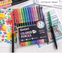 Ensemble de crayons de couleur mécaniques professionnels, 12/24 couleurs de base, crayons de couleur automatiques lisses, fournitures d'art pour étudiants et écoles, modèle