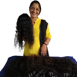 100% Raw Unprocessed Natural Virgin Non-Remy Indian Temple Human Hair <b>Extensions</b> for 100g <b>Cheap</b> Black Color Silky Curly - Product Image 1