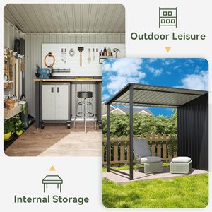 <span class=keywords><strong>Abri</strong></span> de jardin extérieur 6x4FT et gazebo à toit rigide combinés, <span class=keywords><strong>abri</strong></span> métallique 12x4FT avec pergola à toit incliné et <span class=keywords><strong>abri</strong></span> à outils de jardin à côtés ouverts pour patio - Product Image 2