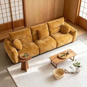 โซฟาผ้ากำมะหยี่ทันสมัยแบบสามที่นั่ง พร้อมที่วางแขนบุนวมและพนักพิงหลวมสำหรับห้องนั่งเล่น - Product Image 5
