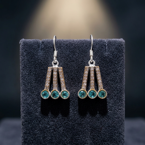 Pendientes de circonita azul cielo con diseño de gota de agua, estilo alemán, superventas, chapados en plata, joyería vintage al por mayor para mujer - Product Image 3