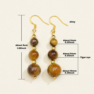 Orecchini pendenti in pietra naturale occhio di <span class=keywords><strong>tigre</strong></span> gioielli in cristallo curativo con perline da donna - Product Image 2