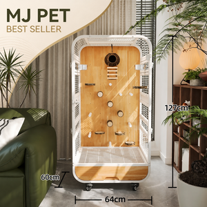 Jaula para Pájaros de Madera de Caucho Grande, Directo de Fábrica, con Vidrio Templado, Ventilada, Resistente a la Oxidación, Aviario Móvil para Loros y Palomas - Product Image 2